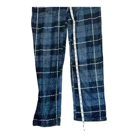 NWT Perry Ellis Mens Blue Plaid Fleece Pajama Pants, Small - Picture 6 of 6